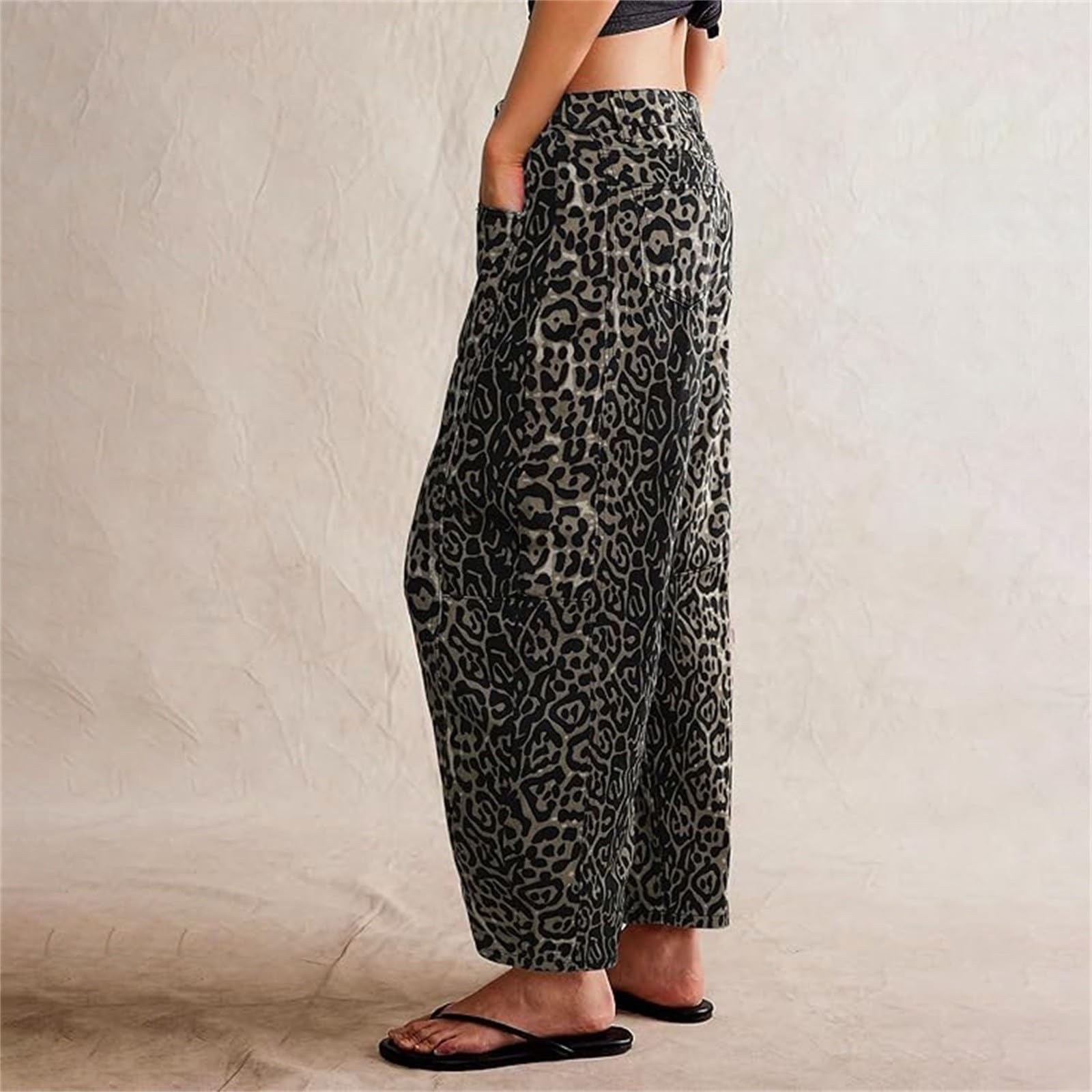 Jeans Donna Curvy Taglie Forti Jeans Vita Alta Gamba Larga Casual Pantaloni Denim Baggy Larghi Curvy Palazzo Pantaloni Elasticizzati Leggeri Pants con Tasche Tempo Libero Push Up