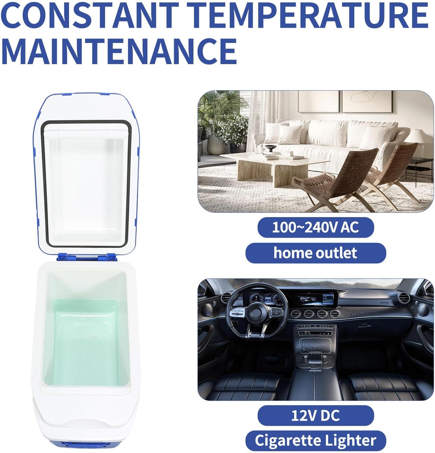 Car Refrigerator 7 Quart (7L) Electric Cooler Warmer 13°F~149°F 12V DC 100 240V AC Portable Mini Freezer Small Fridge for Truck Van RV SUV Travel Camping Road Trips