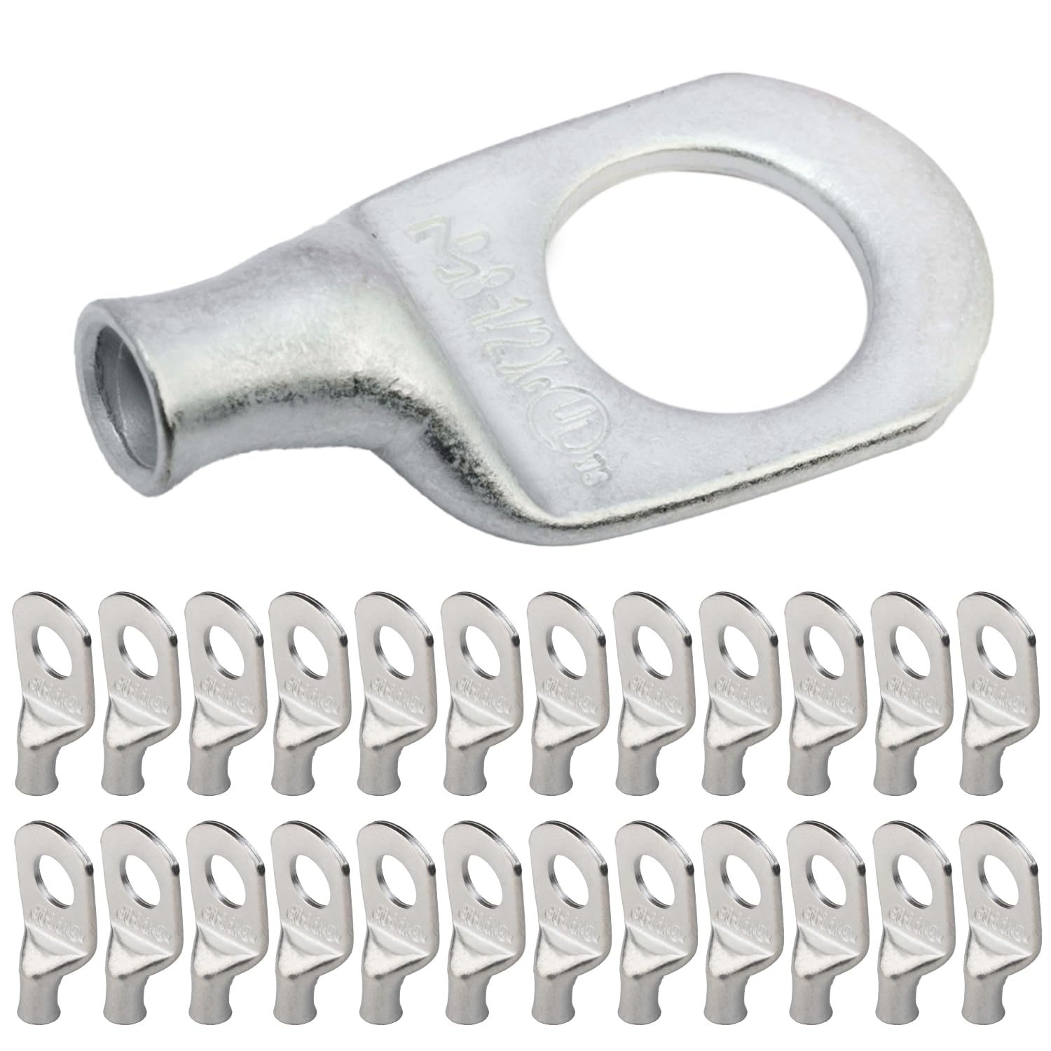 SELTERM 8 AWG (10 mm²) - 1/2" (M12) ⌀ Hole UL Marine Grade Wire Lugs, Battery Cable Ends, Tinned Copper Eyelets, Tubular Ring Terminal Connectors [B14] - 25 Pack — image 1