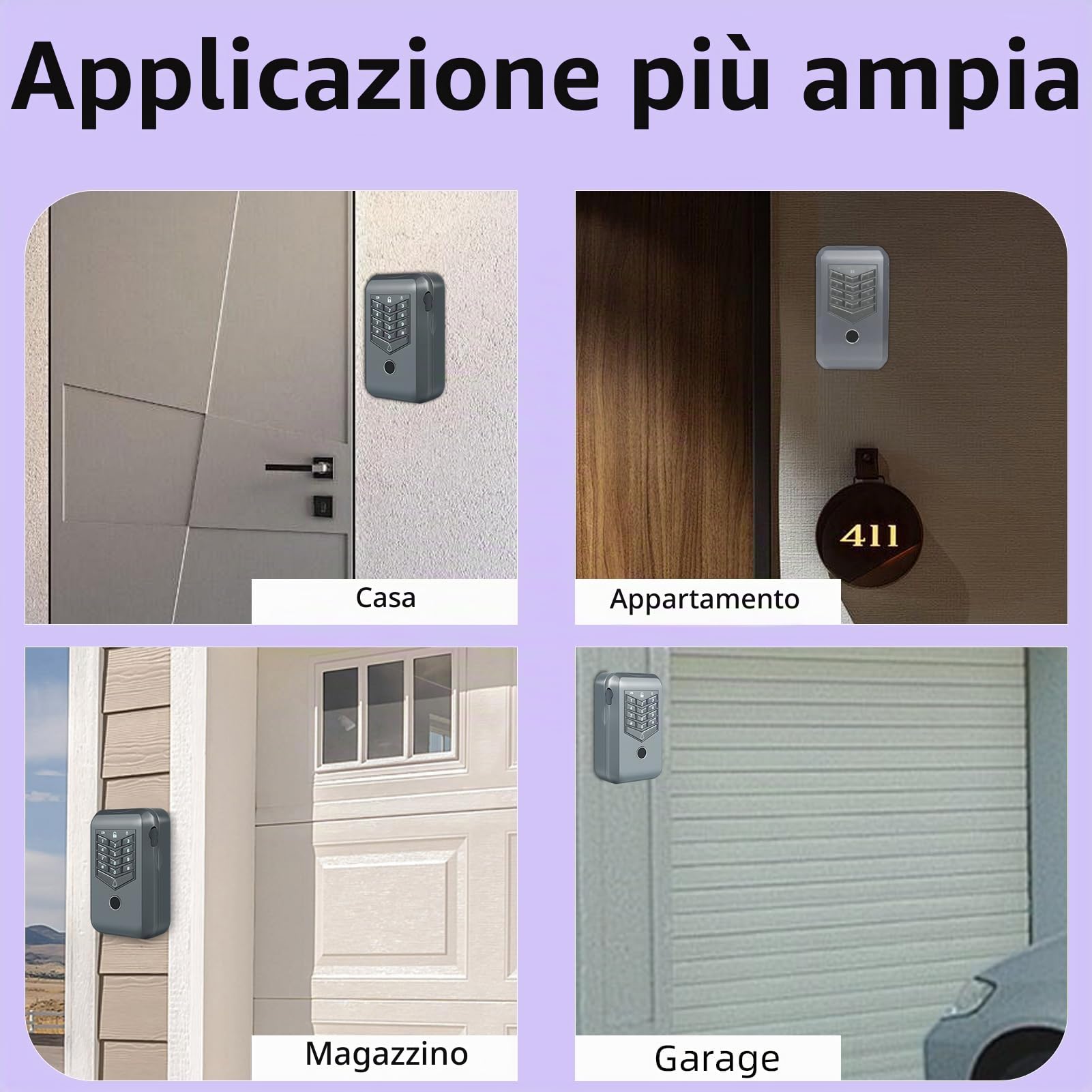 Cassaforte per chiavi da parete, con collegamento di 5 m al campanello esterno, organizer per chiavi di casa, ufficio e casa, con tastiera di sicurezza, accesso alle impronte digitali e app