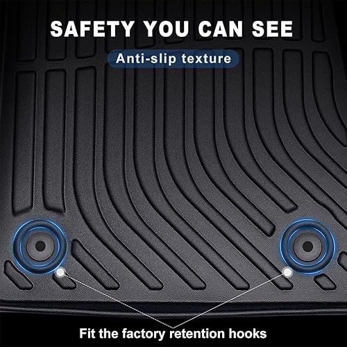 Miniatura 5 de Tupliege Alfombrillas para Hyundai Sonata 2015-2019, suelo de goma TPE para todo tipo de clima, inodoro, antideslizante, impermeable, 1 y 2 fila,