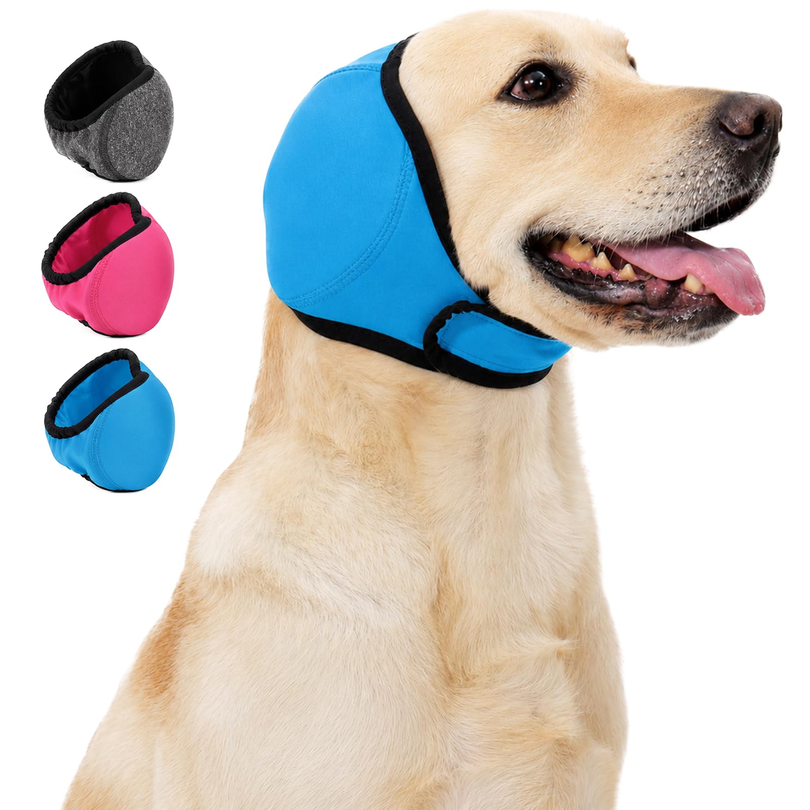Dog Calm Hoodie Ear Wraps for Dogs, Waterproof Dog Swim Cap, Ear Cover Muffs for Anxiety Relief Noise Cancelling, Dog Head Warp Ear Protection for Hematoma Fireworks Bath Swim Blow Drying