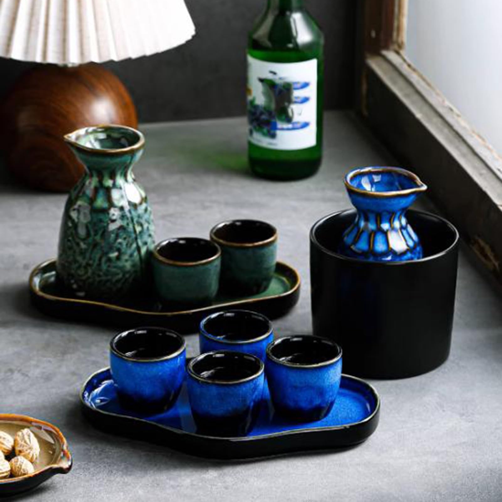 Ensemble à saké – Pichet en céramique et tasses de service traditionnelles en porcelaine pour la maison et le salon de thé, idéal pour le saké et le vin