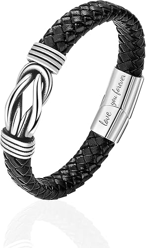 Miniatura 4 de Pulsera de cuero para hombres, marido, hijo, nieto, novio, Navidad, cumpleaños, día del padre, aniversario, día de San Valentín, regalo para hombre,