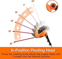 Vista 4 de GARCARE Cortasetos eléctrico con cable con poste de extensión de 18 pulgadas de doble acción láser cuchilla Bush Trimmer 600W, 4.8 amperios