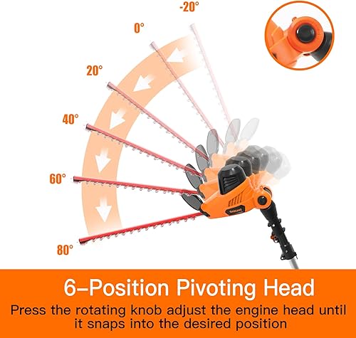 Miniatura 4 de GARCARE Cortasetos eléctrico con cable con poste de extensión de 18 pulgadas de doble acción láser cuchilla Bush Trimmer 600W, 4.8 amperios