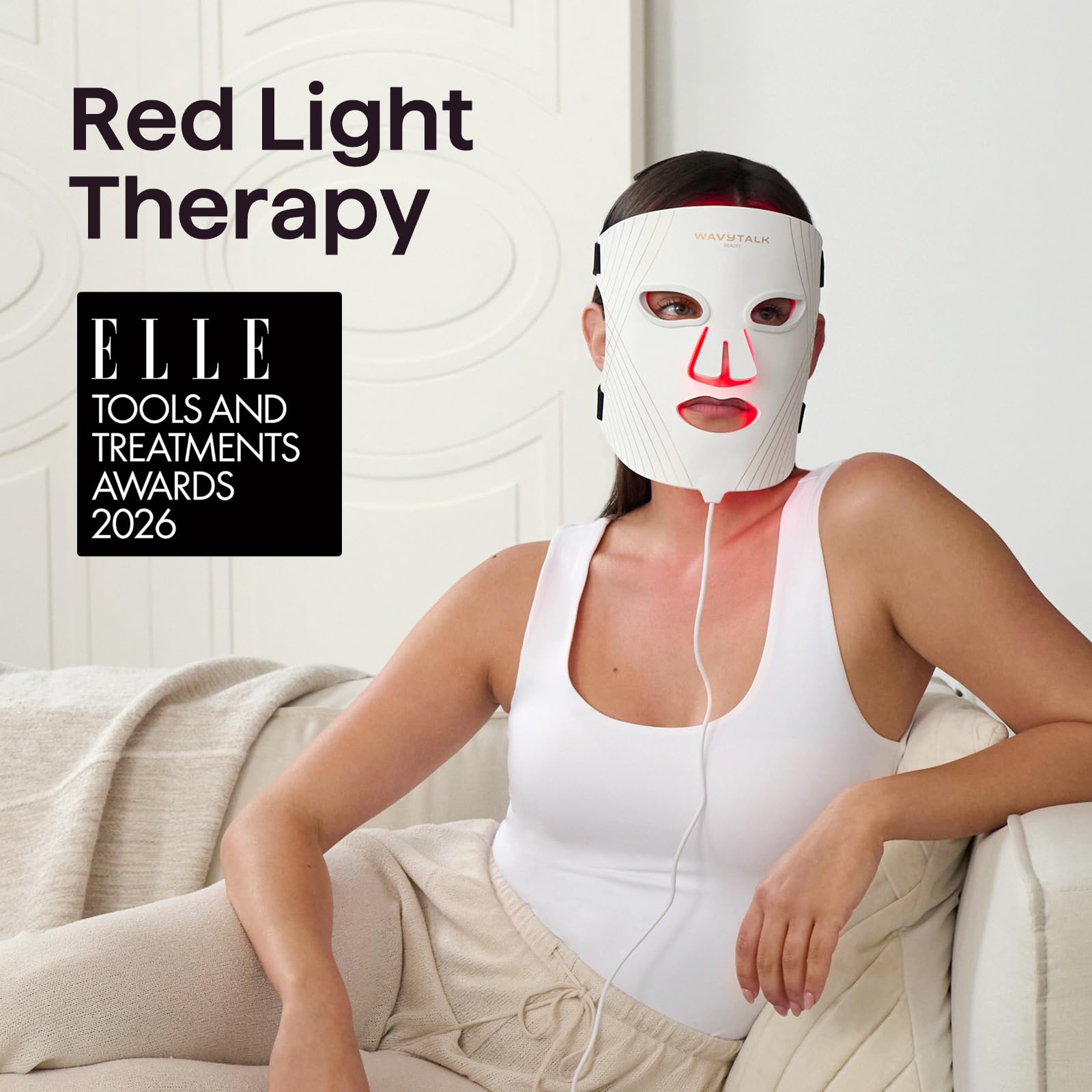 wavytalk Red Light Therapy Mask for Face, Glow Time LED Face Mask 850nm NIR