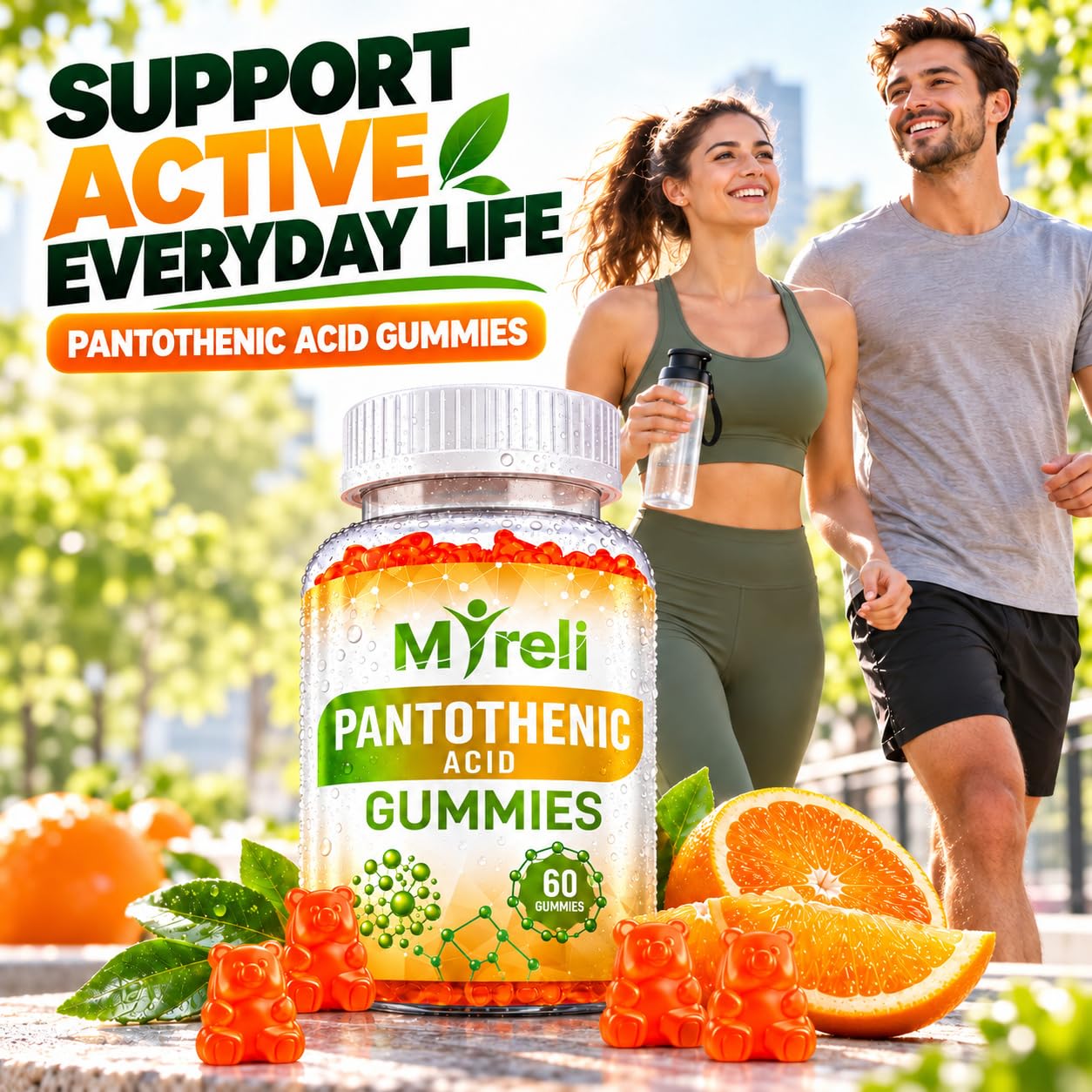 Pantothenic Acid Gummies - Vegetarian Vitamin B5 Supplement, D-Calcium Pantothenate Formula, Non-GMO, Gluten Free, 60 Chewables, Gelatin Free, Soy Free, Dairy Free, No Artificial Colors — Amazon image 6