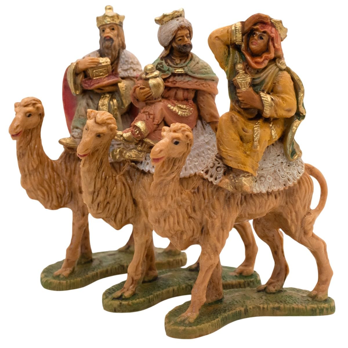 VILLAGE GIFT IMPORTERS Set di tre Re Magi Cammelli da 10,2 cm | Statuette dei Tre Re per Presepe | Melchior, Caspar, Balthasar | Made in Italy