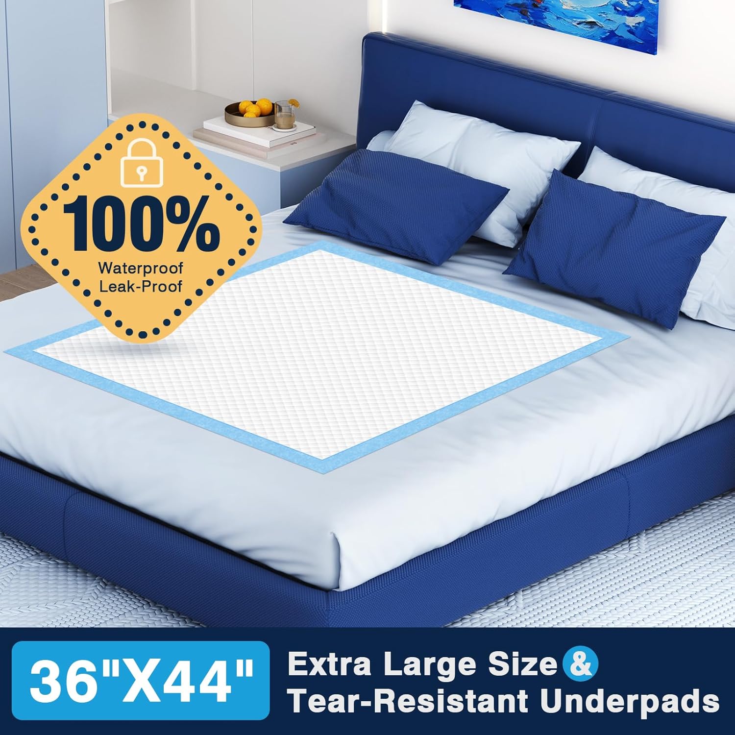 AAY Heavy Duty Disposable Bed Pads 36"X44" (40pcs) Tear-Resistant Cloth Backing Underpads Extra Large Super Absorbent Pee Pads Incontinence Waterproof Chucks Pads for Adults Elderly, Kids or Puppy