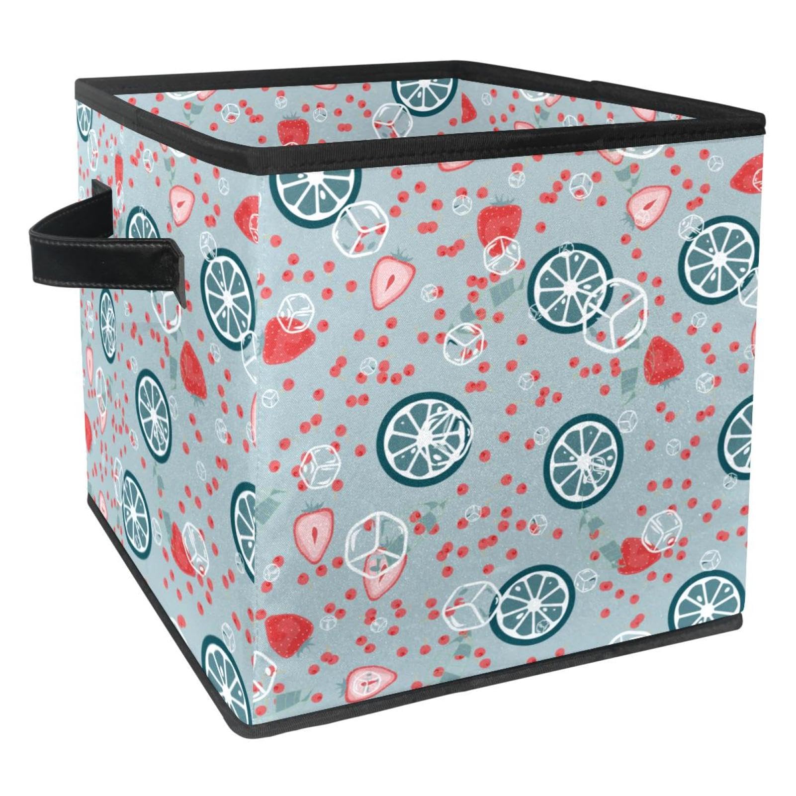 Organiseur en tissu pour jouets et vêtements motif fraise citron pour chambre d'enfant