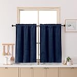 Chyhomenyc Chenille Black Kitchen Curtains 24 Inch Length, Light Filtering Luxury Short Cafe Curtains, Velvet Rod Pocket Half Window Curtain for Bathroom Basement RV Camper, 30Wx24L Inch, 2PCS
