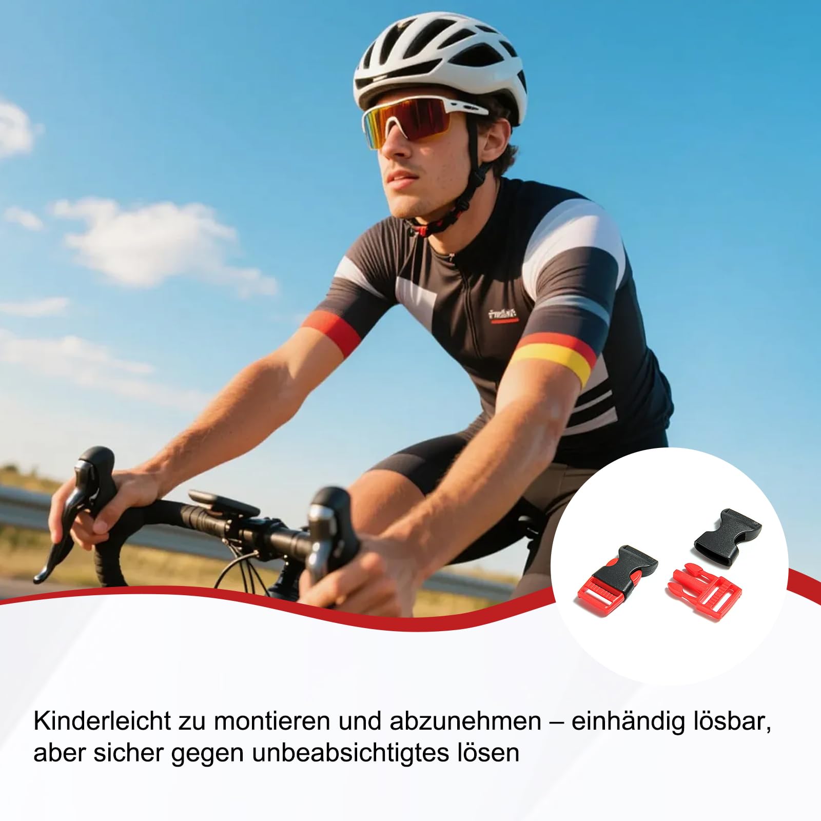 3 Stück Schnallen und Verschlüsse mit 2 Helmüberzug, Allgemein Schnellverschluss Schnalle, Fahrradhelm Verschluss für Motorrad MTB E-Bike Helm