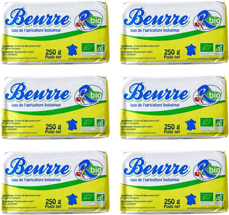 Amazon Ab認証取得 R Bio ビオバター 250g Beurre R Bio 250g 無塩バター フレッシュオーガニックバター グラスフェッド フランス産 冷蔵空輸品 3個 Biodeal バター 通販