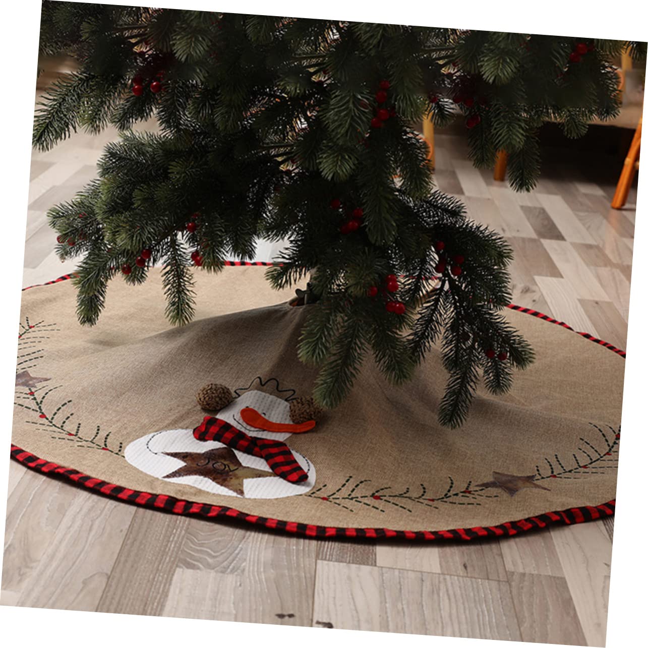 MAGICLULU 2St Christbaumschmuck Rock Ornamente Dekorationen Schnee Christbaum Teppich Christmas Tree Carpet unter Weihnachtsbaum Rock Weihnachtsbaumrock aus Leinen Leinen- Light Brown