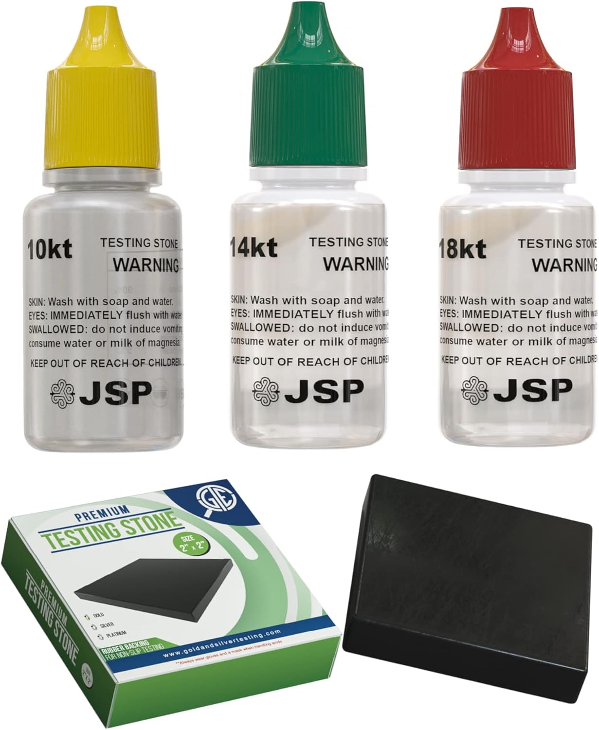 Gemtone Gold Testing Kit 10K 14K 18K Jewelry Test Solutions with Stone & Bamboo Storage Box Detects Real Gold & Precious Metals