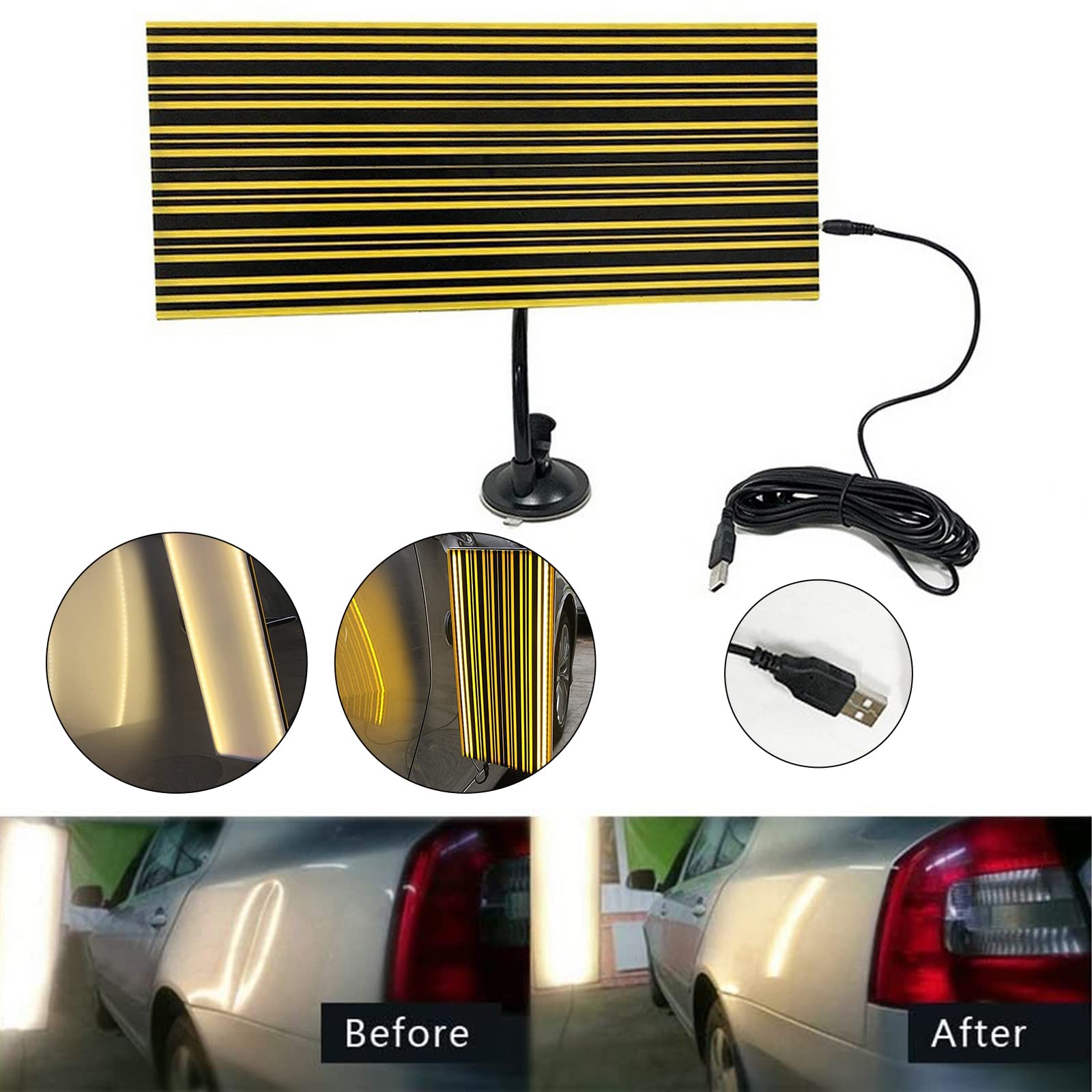 Reflector de abolladuras de coche, 68 Uds., 5V, lámpara LED, tablero de línea, herramientas de reparación de abolladuras, Detector de abolladuras para eliminar abolladuras de carrocería de coche