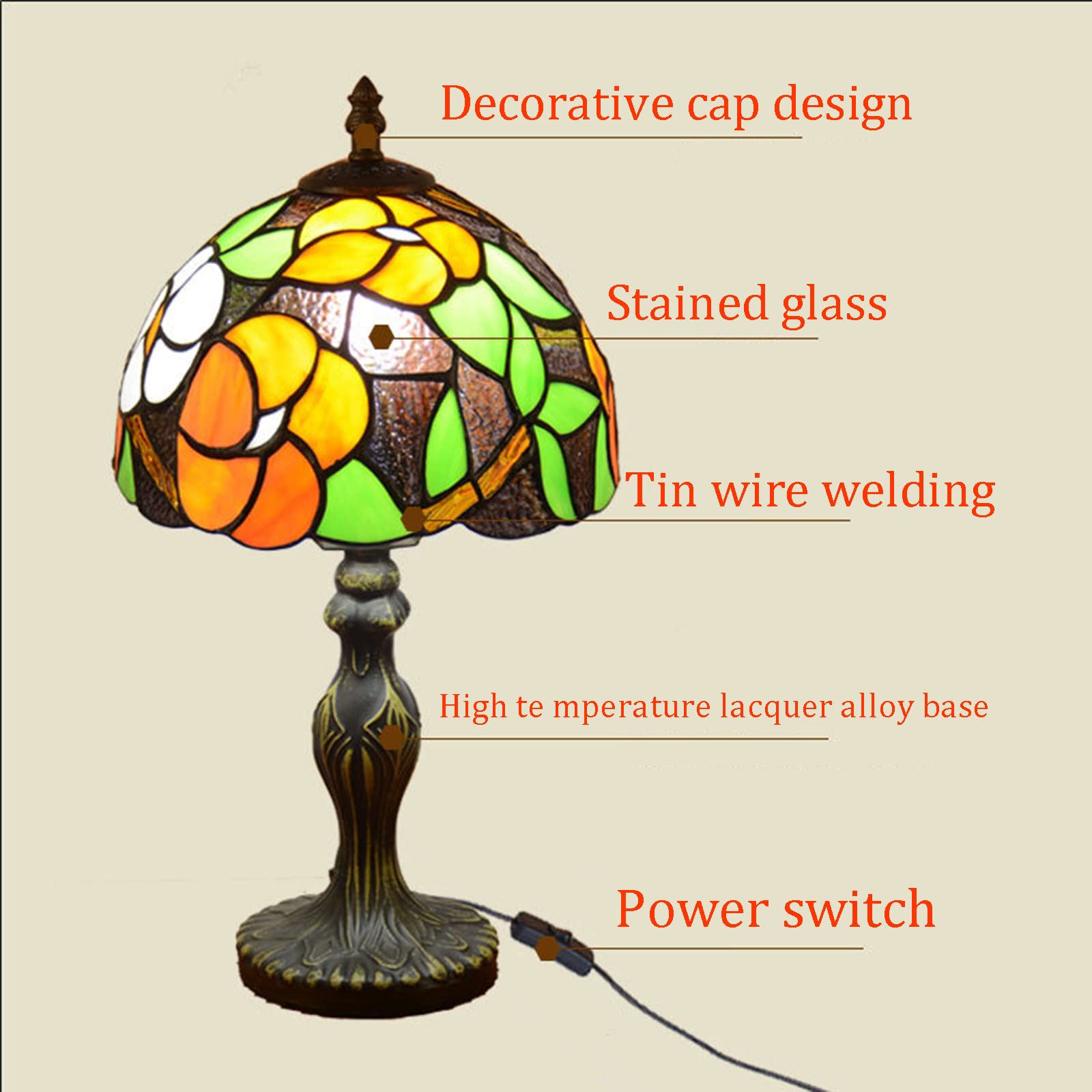 8 Cal Szeroki, RęCznie Robiony Klosz Do Lampy WitrażOwej, Lampa StołOwa, E27 Europejska Lampa Biurkowa W Stylu Retro Tiffany, Lampy W Stylu Art Deco Do Salonu