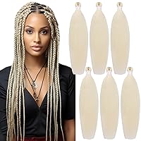 Vista 29 de Cabello trenzado de jengibre preestirado, 6 paquetes de 24 pulgadas, cabello sintético preestirado, trenzas naturales de fácil torsión, ajuste