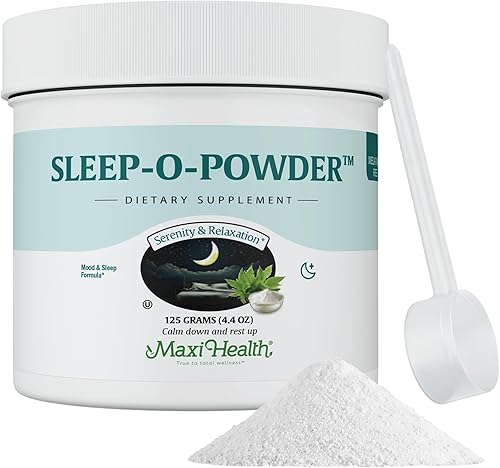 Maxi Health - Polvo para dormir con magnesio, inositol y L-triptófano - Ayuda para dormir sin melatonina sin formación de hábitos - Mezcla fácil de