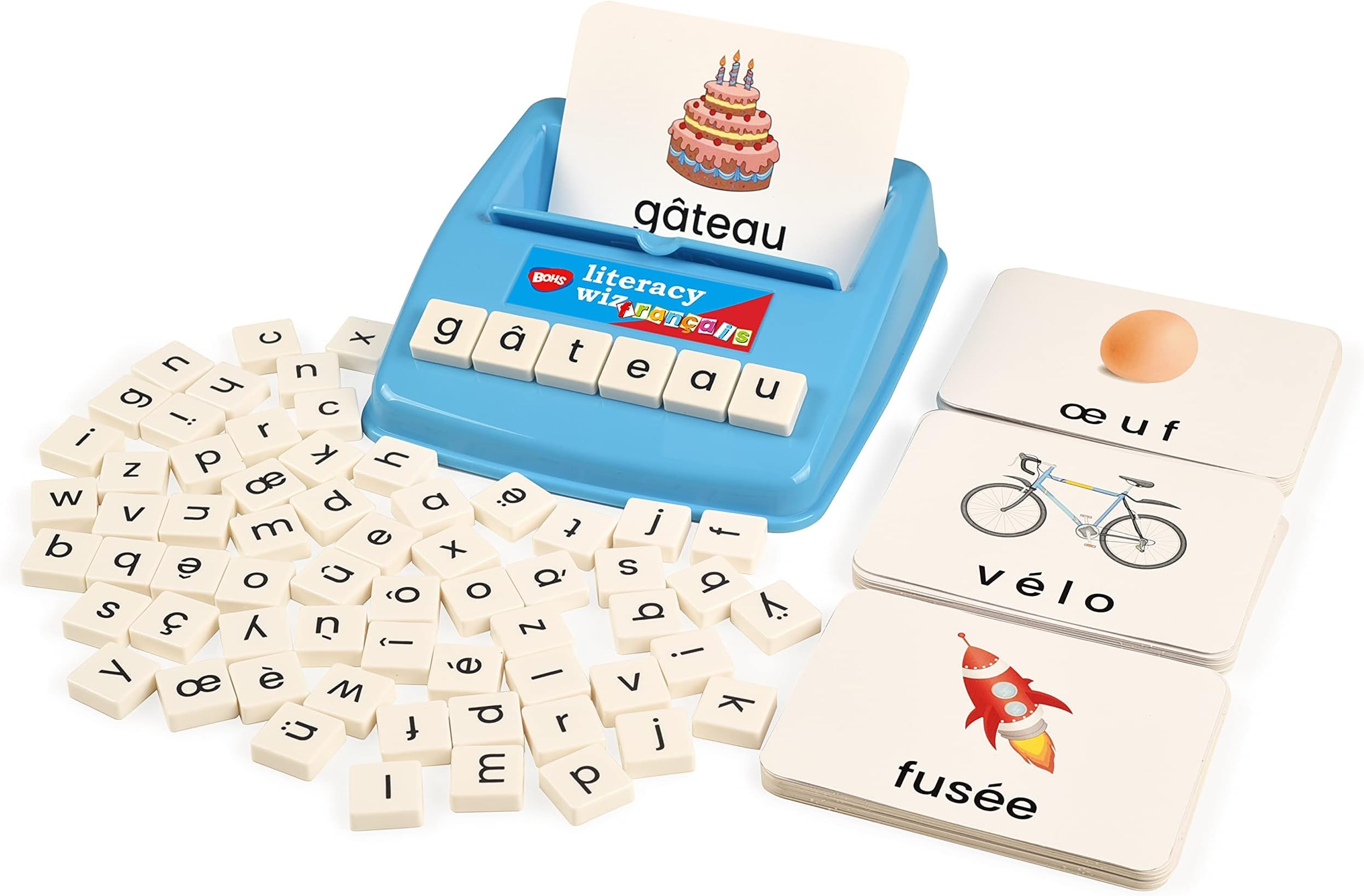 BOHS French Literacy Wiz Fun Game - Lower Case Sight Words - 60 Flash Cards - Preschool Language Learning Educational Toys