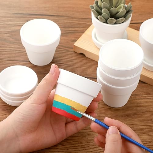 Miniatura 3 de Lallisa 36 macetas pequeñas de terracota de 3 pulgadas con platillos y agujero de drenaje, cerámica blanca pintable, pequeñas macetas de arcilla