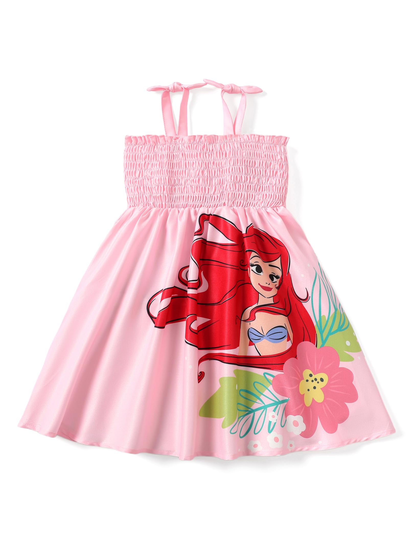 Disney Toddler Girls Princess Dress Bowknot Smocked Summer Dress