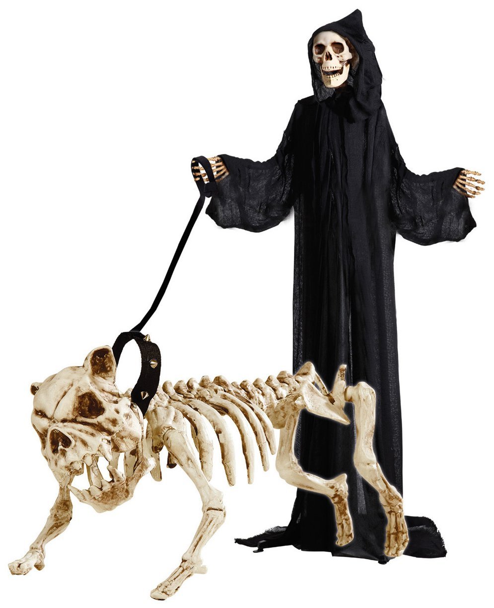 W WIDMANN MILANO Party Fashion - 01373 - Scheletro di cane con guinzaglio, 45 cm, decorazione per feste, Halloween, carnevale, festa a tema