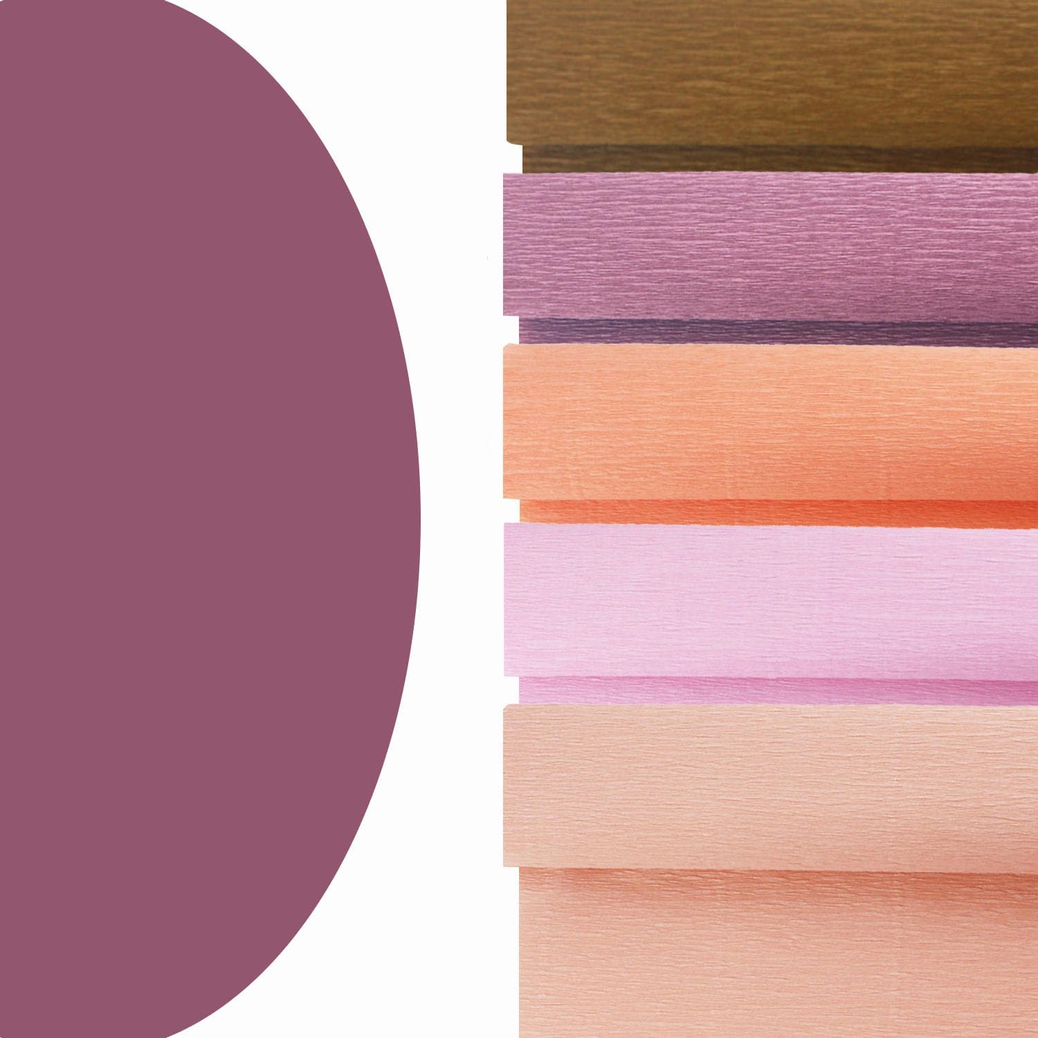 Vaonviao Crepe Paper Streamers, Pink, Lavender, Brown, Beige, 5 Rolls | 10 x 98 Inch, For Flower Making, Birthday Wedding Holiday Party Decor