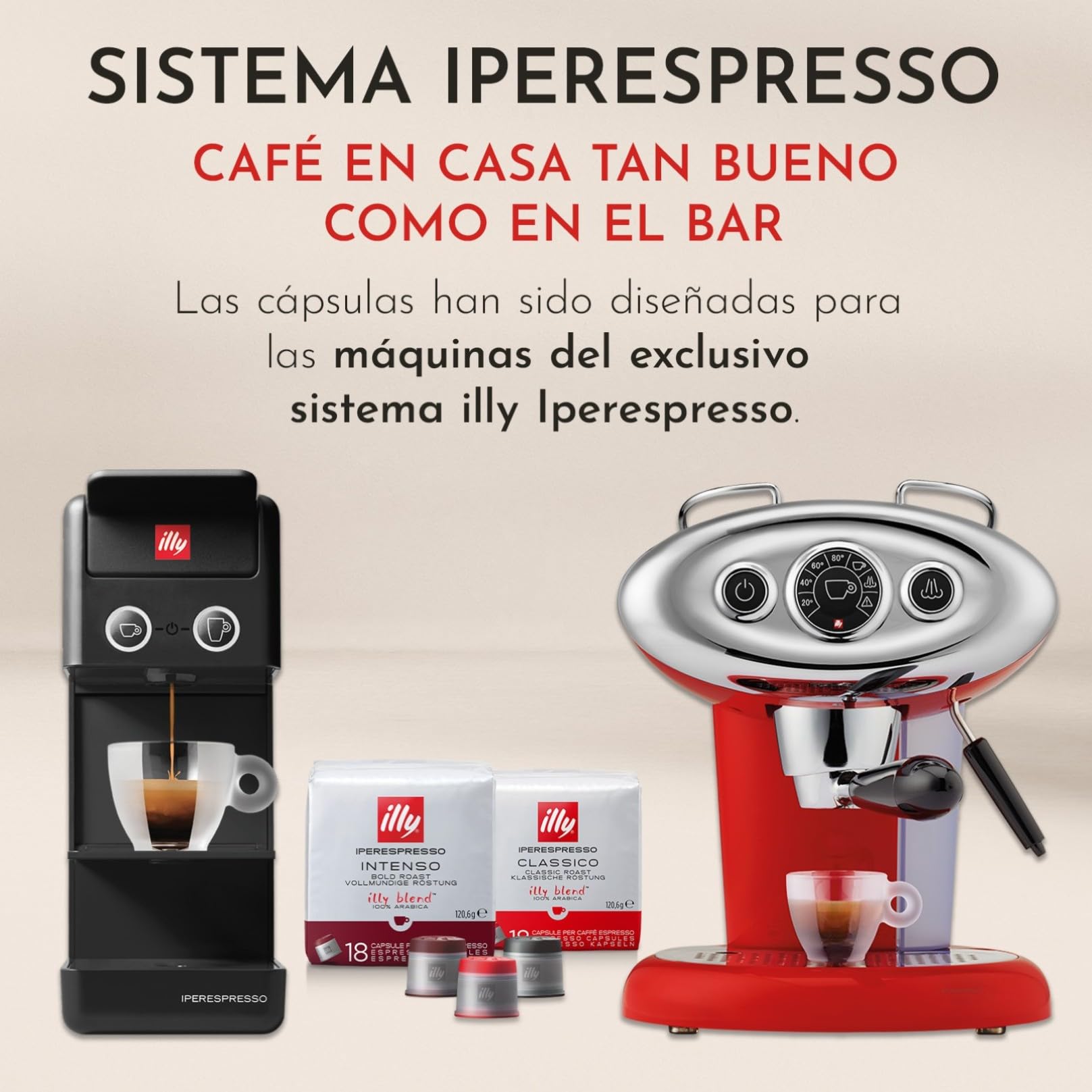 illy, Máquina de Café Iperespresso Y3.3 con 216 Cápsulas, Color Blanco | 108 CLASSICO y 108 INTENSO, Café Espresso y Americano, Apagado y Descalcificación Automática