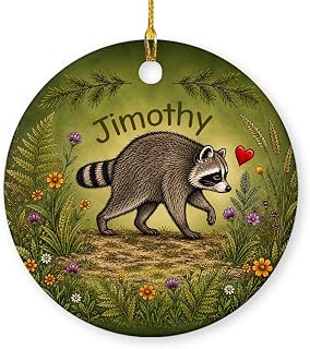 Jimothy Seattle Mascot Christmas Ornament, 3" | String Included, Stay Weird Raccoon Ceramic Hanging Xmas Ornament, Tree Decoration, Keepsake Gift For Family, Friends