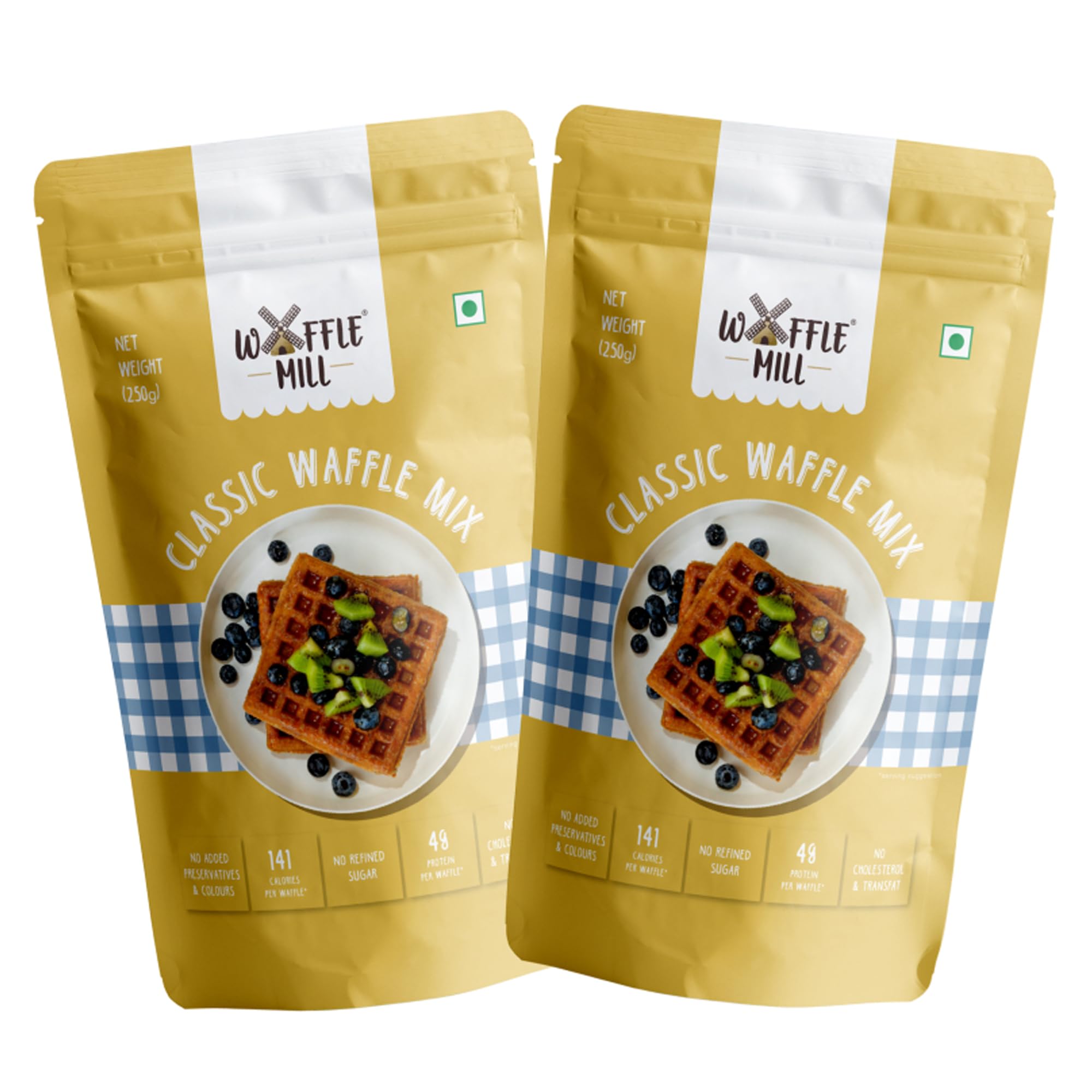 Waffle Mill Instant Classic Waffle Mix - 250gm (Pack of 2) | Instant & Healthy Breakfast for Kids & Adults | 100% Vegetarian and Eggless | No Added Preservatives | No Refined Sugar (B0CL2H8FQ1) Amazon Price History, Amazon Price Tracker