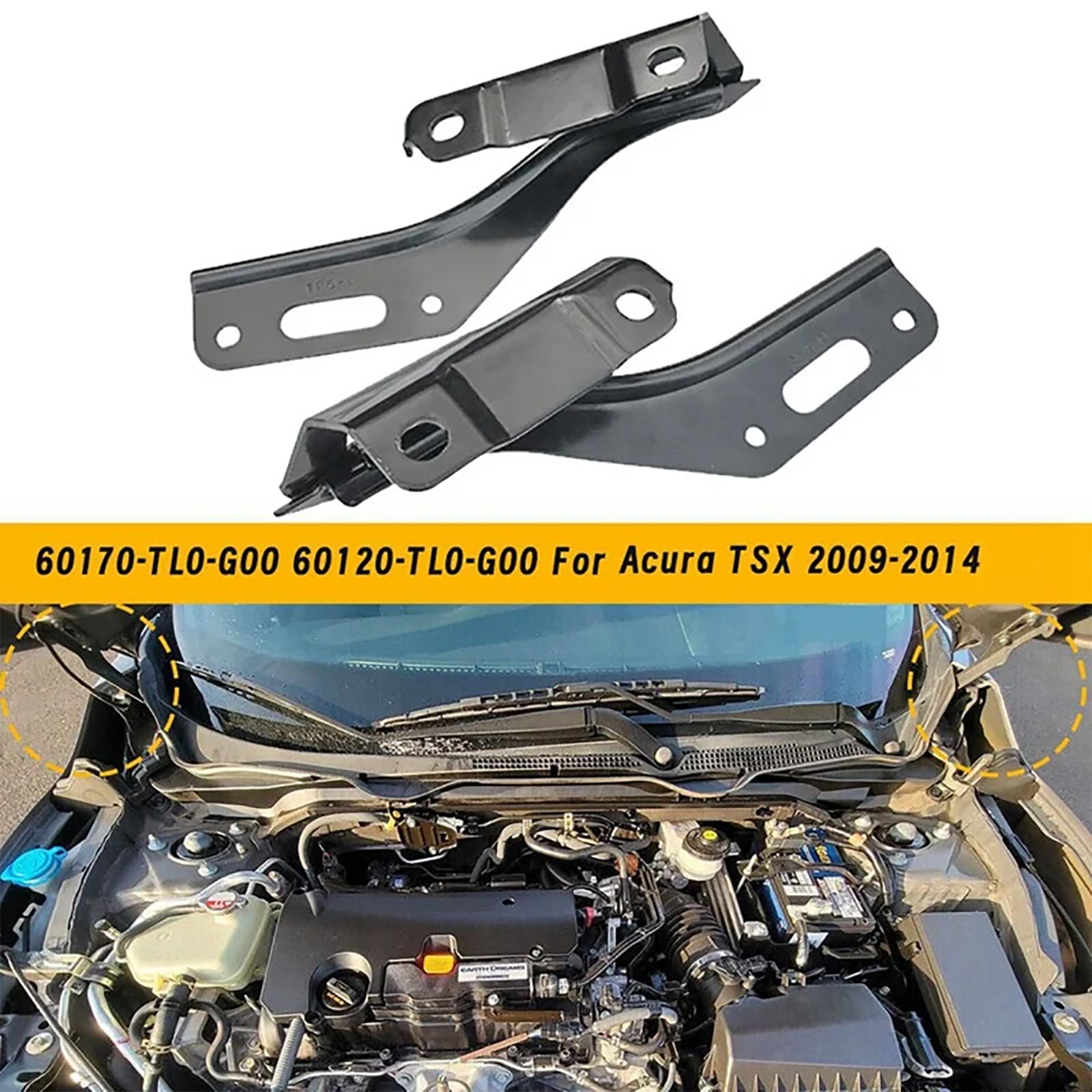 Langlebiges Motorhaubenscharnier Paar Metall Motorabdeckungsscharnier Set Ersetzt 60120TL0G00 Sorgt Für Fahrzeugsicherheit