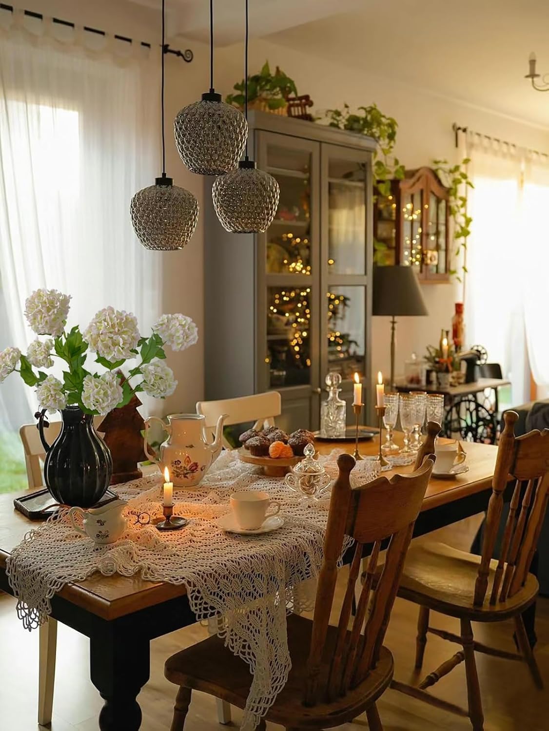 YalzoneMet RUZUQE 4 Pcs Light Pink/Green Artificial Snowball Viburnum Flower Small Blooms Hydrangea Real Touch Faux Latex 26.8'' Long Stem Snowball Flower for Spring Home Decoration Table Centerpiece - Image 4