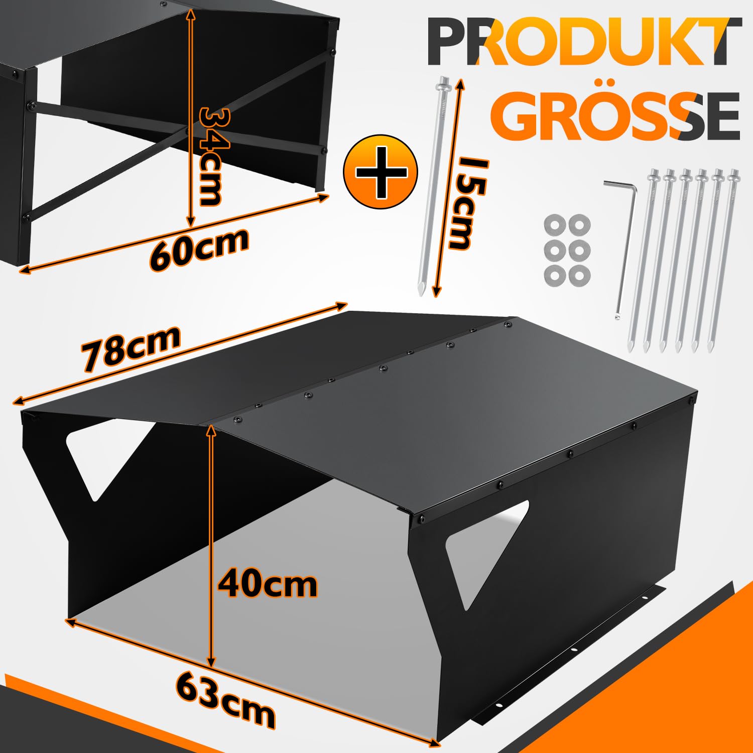 Gimisgu Tettoia protettiva zincata per robot tosaerba, con guanti e protezione UV, ideale contro pioggia e grandine, 78 x 60 x 34 cm, nero