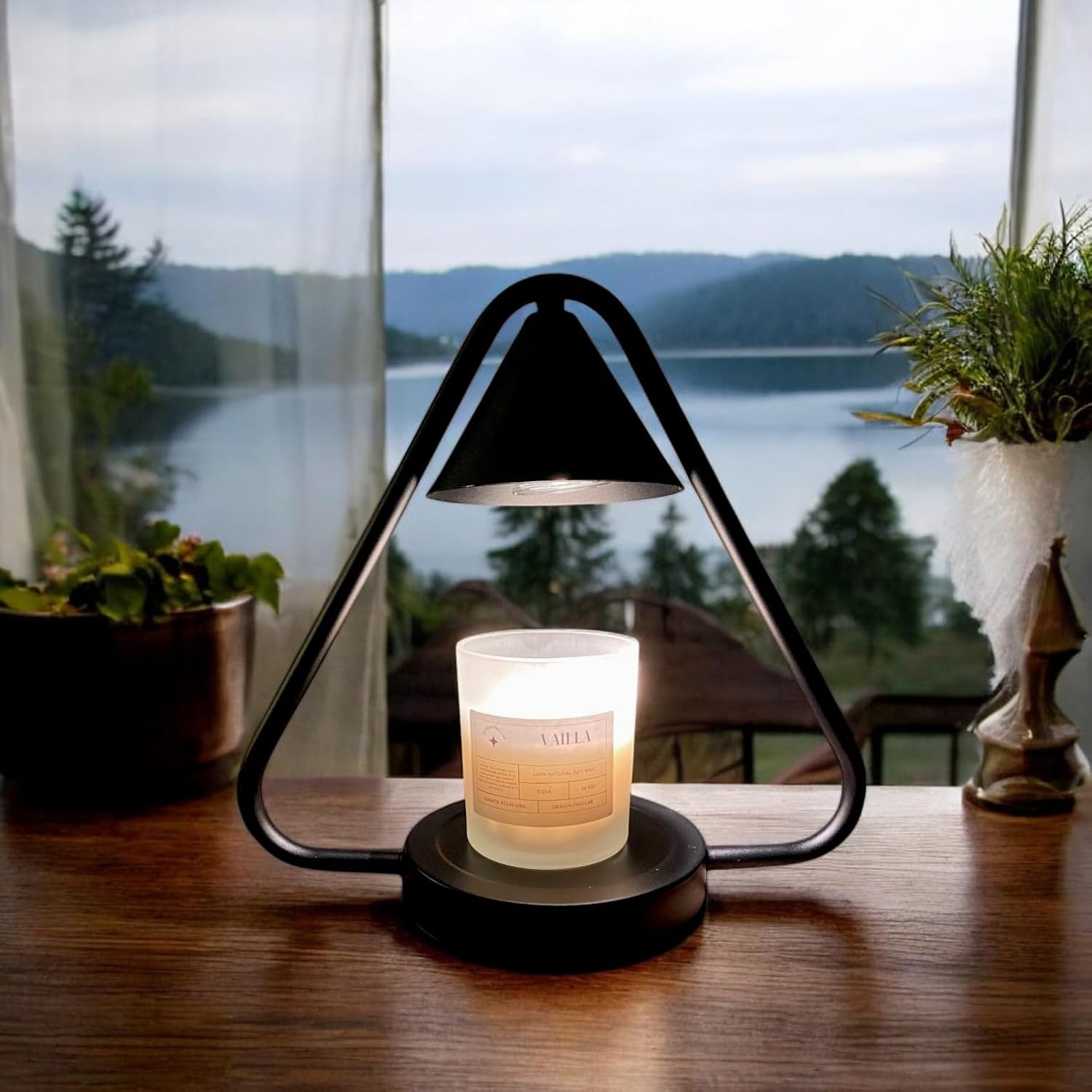Candle Warmer Lamp with Timer and Dimmer, Electric Candle Warmer Lamp Electric Wax Warmer Two Bulbs Included, Stylish Design, Fits Large Candles