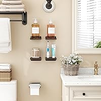 Vista 7 de Fixwal Estante pequeño para pared, estantes flotantes de 5 x 5 pulgadas, juego de 4, estantes pequeños de madera rústica para dormitorio, sala