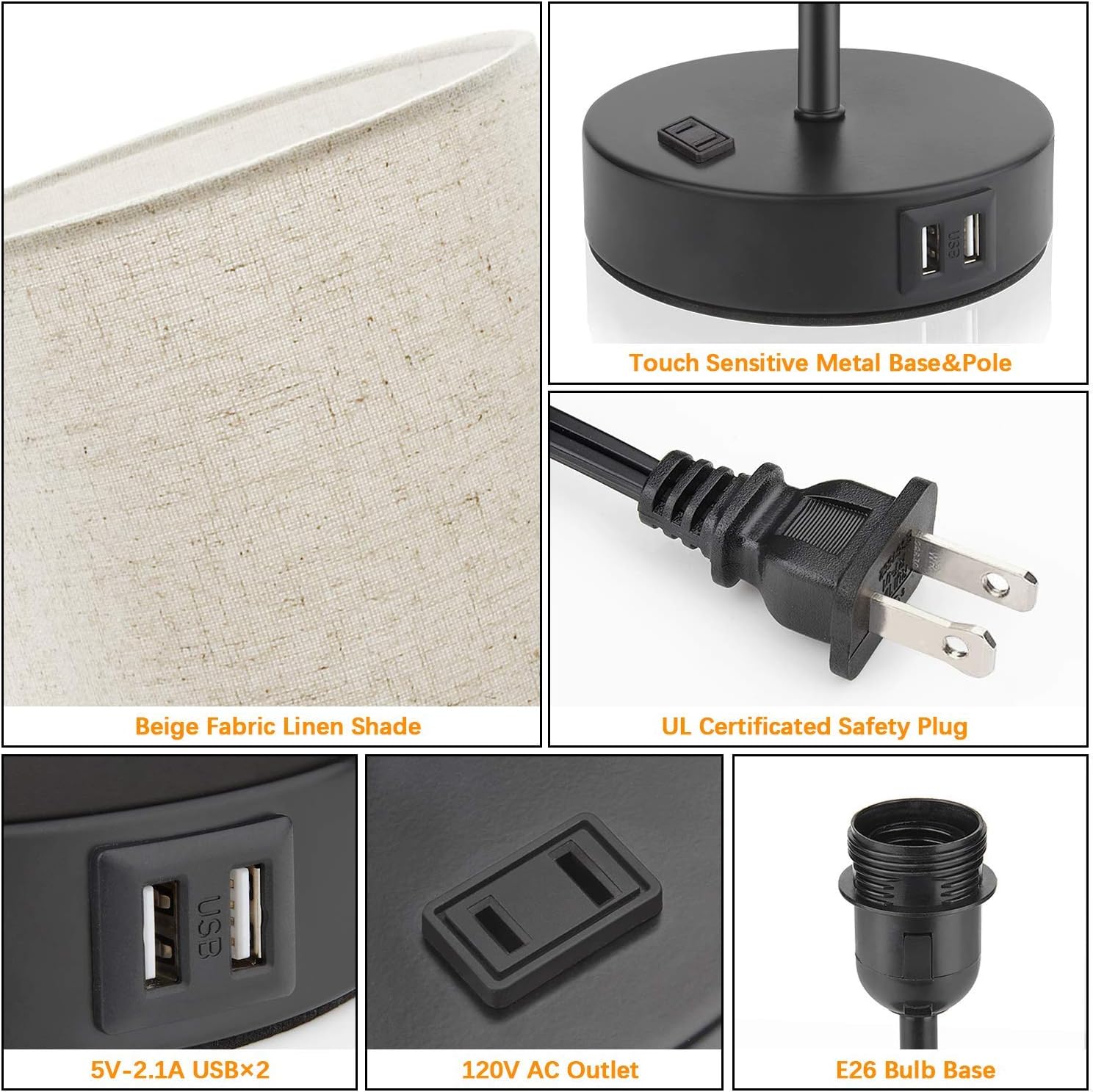 70% оƒƒ Dіѕсоunt Set of 2 Touch Control 3-Way Dimmable Table Lamp with 2 USB Ports Modern Nightstand Lamp with AC Outlet Bedside Lamps with Fabric Shade Desk Lamp for Living Room Bedroom Hotel, Cream, Bulbs Included Prоmо 40% оƒƒ Set of 2 Touch Control 3-Way Dimmable Table Lamp with 2 USB Ports Modern Nightstand Lamp with AC Outlet Bedside Lamps with Fabric Shade Desk Lamp for Living Room Bedroom Hotel, Cream, Bulbs Included