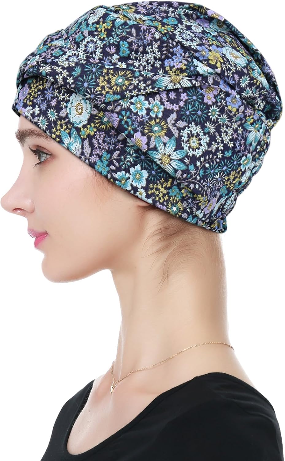 Alnorm 100% Cotton Fashion Headwear Chemo Caps with Stretchy Band for Hair Loss Women - Image 2