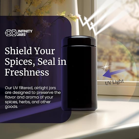 Infinity Jars Ultimate Kitchen Storage Bundle Ultraviolet Proof Airtight Glass Jars (1L, 500ml, 250ml) Smell-Proof, Refillable Containers for Coffee, Spices, Tea, Dried Goods