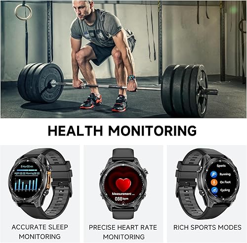 Miniatura 5 de Reloj inteligente con GPS para hombre, reloj inteligente militar resistente, brújula, resistente al agua hasta 164.0 ft, batería grande de 500 mAh,