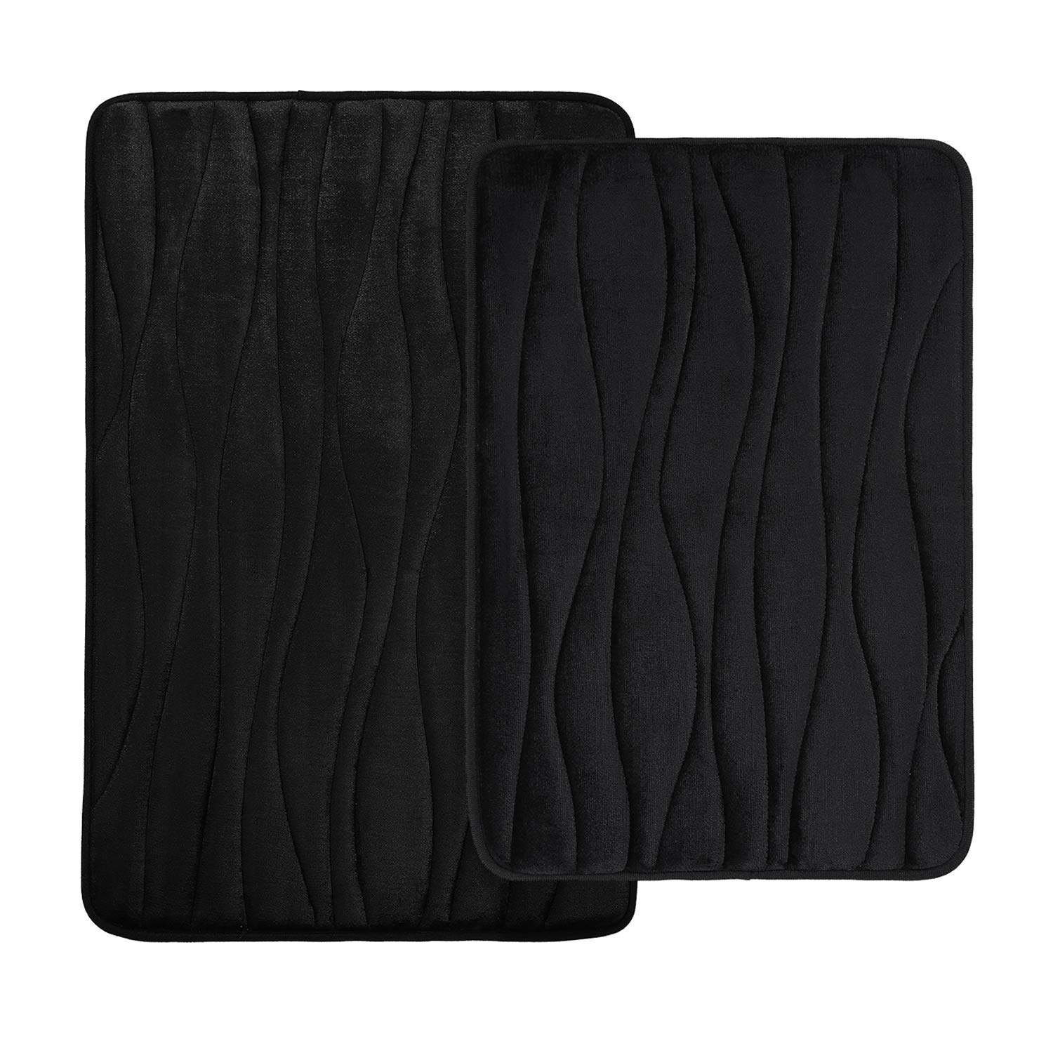 Homaxy Set di 2 tappetini da bagno in memory foam, antiscivolo, lavabile, 40 x 60 cm + 50 x 76 cm, colore: nero