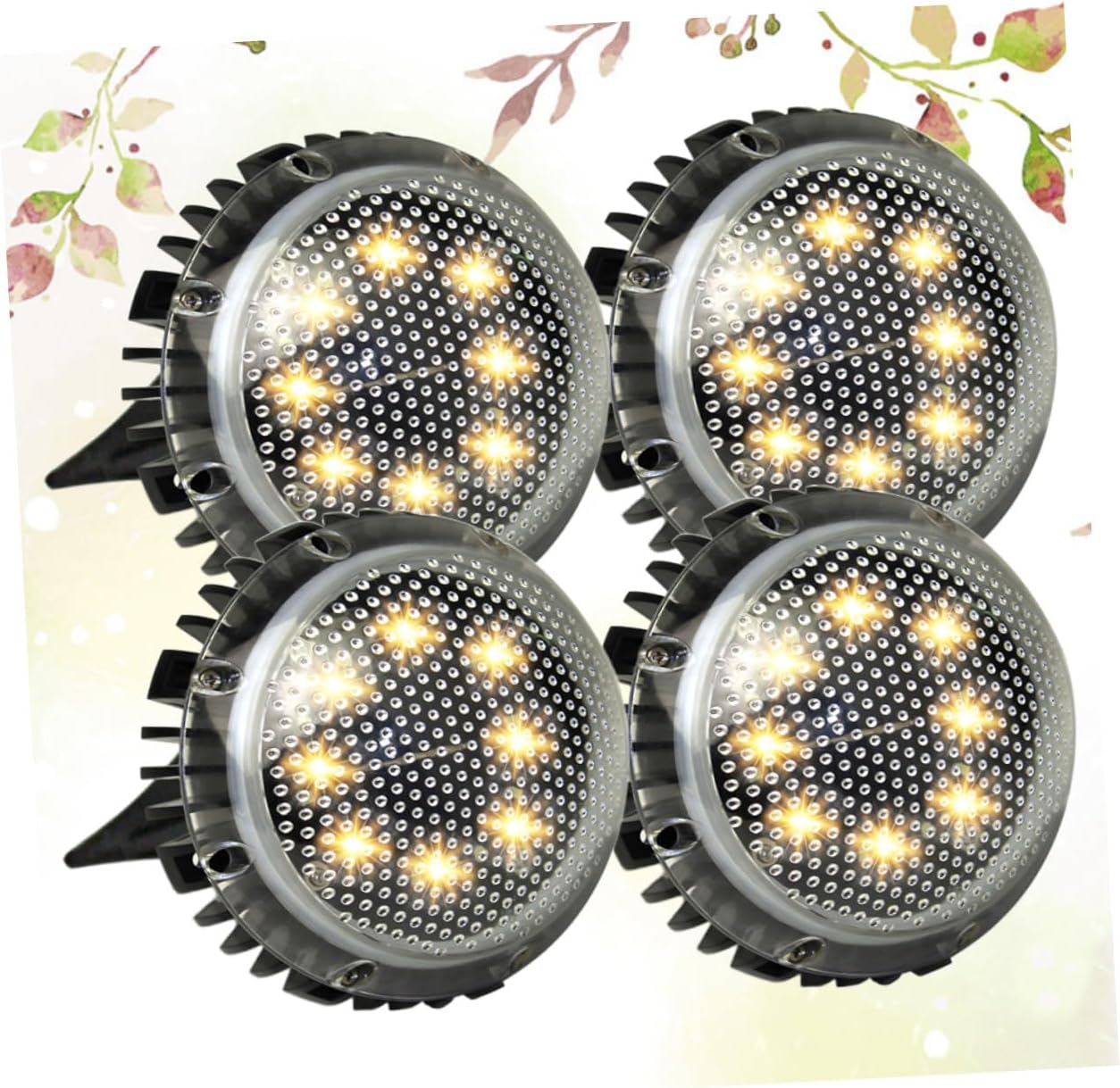 4pcs LED Solar-Powered Ground Lamps for Outdoor Garden Lawn Lighting, Warm White In-ground Disc Spotlights for Patio Pathway Landscape Decoration