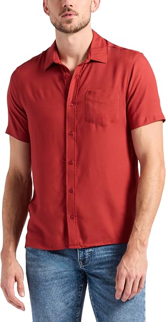 Buffalo David Bitton Mens Short Sleeve Cloud Drape Soft Weave Button Down