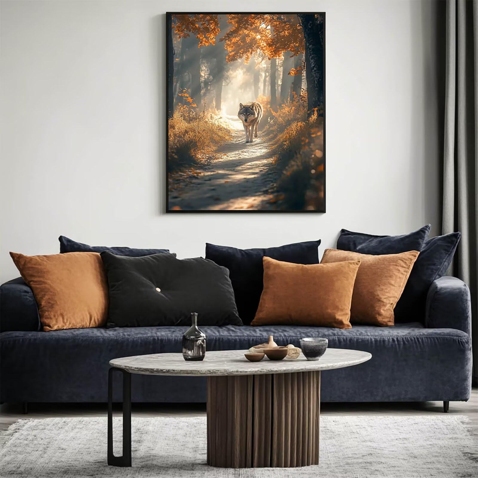 Wilk do malowania po numerach, dla dorosłych, malowanie drzew po numerach, dla dorosłych, materiały plastyczne z kolorowym płótnem do malowania 100 x 137 cm, 36 kolorów farby akrylowej i pędzla