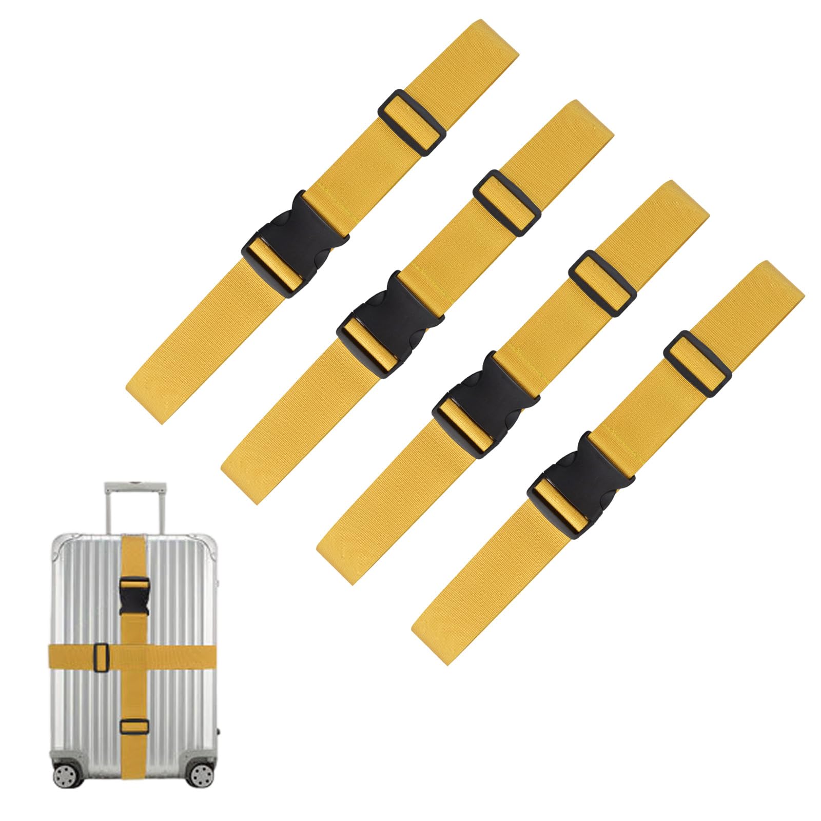 4Pcs Luggage Straps for Suitcase Travel Accessories Luggage Belt with Buckle Closure, Adjustable Luggage Belt for Travel Bag Closure, Luggage Security