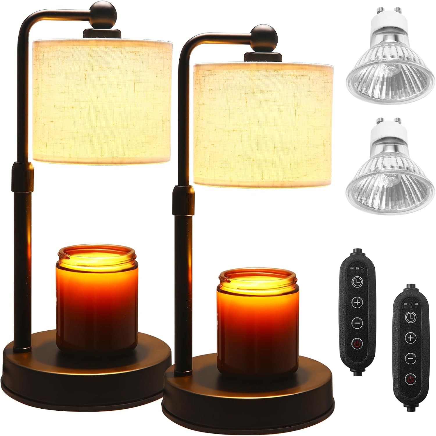 2 Pack Candle Warmer Lamp with Timer - Dimmable & Height Adjustable, Flame-Free Wax Warmer for Safe Use with Jar Candles - Home Decor Gift for Women, Mom, Wife (Bedroom or Office)
