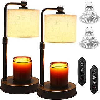 2 Pack Candle Warmer Lamp with Timer - Dimmable & Height Adjustable, Flame-Free Wax Warmer for Safe Use with Jar Candles - Home Decor Gift for Women, Mom, Wife (Bedroom or Office)