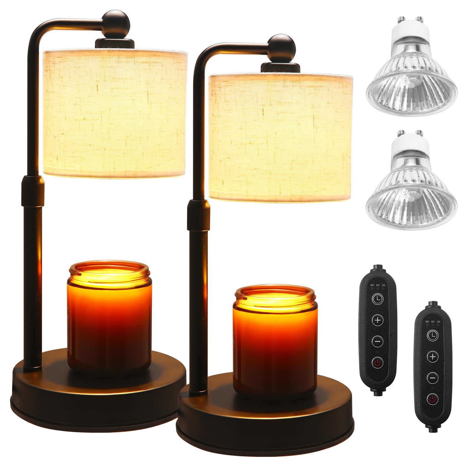 Photo 1 of 2 Pack Candle Warmer Lamp with Timer - Dimmable & Height Adjustable, Flame-Free Wax Warmer for Safe Use with Jar Candles - Home Decor Gift for Women, Mom, Wife (Bedroom or Office)