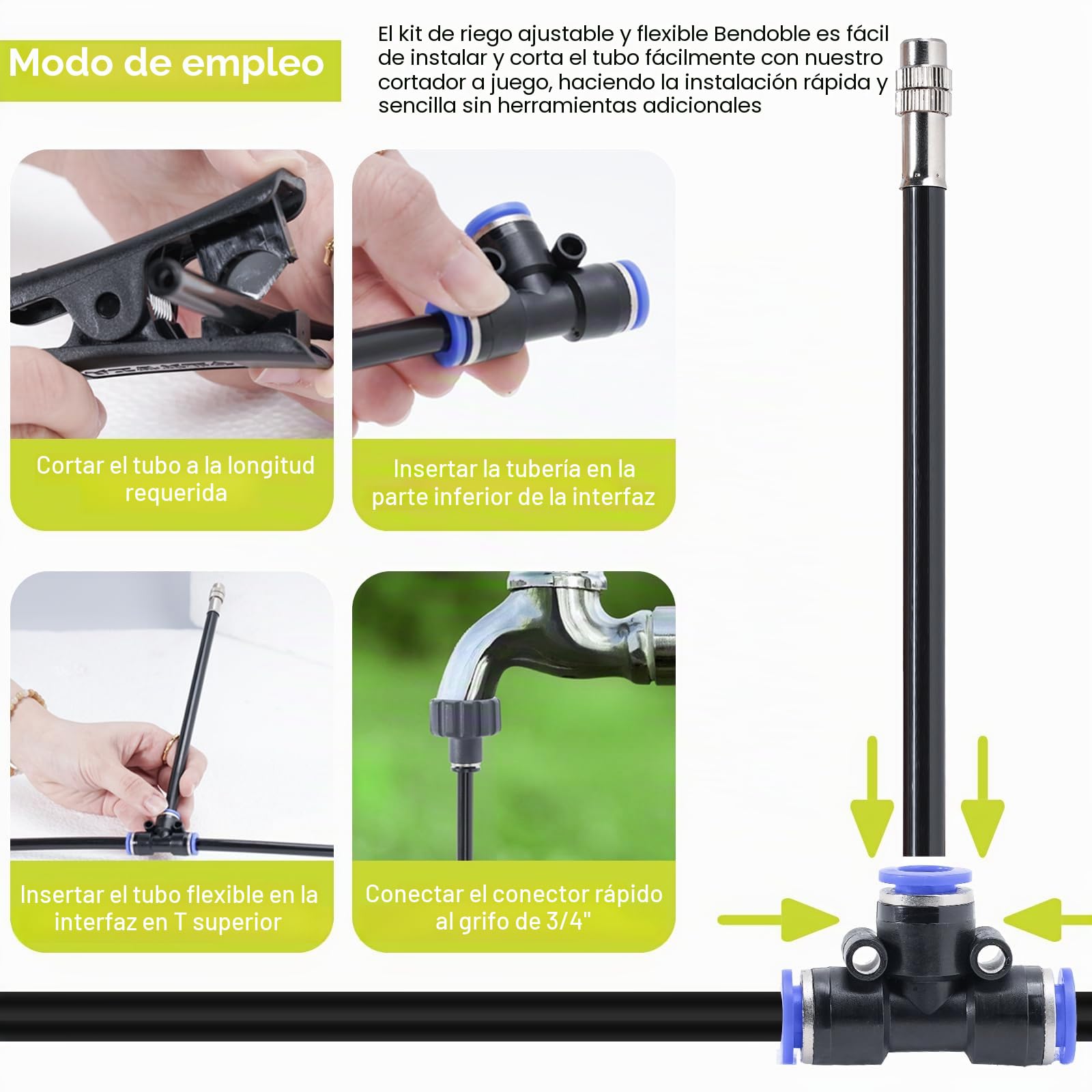 Sistema de riego y refrigeración por nebulización de 20 m con 20 boquillas de nebulización ajustables, sistema de refrigeración por pulverización y reducción de polvo para exteriores